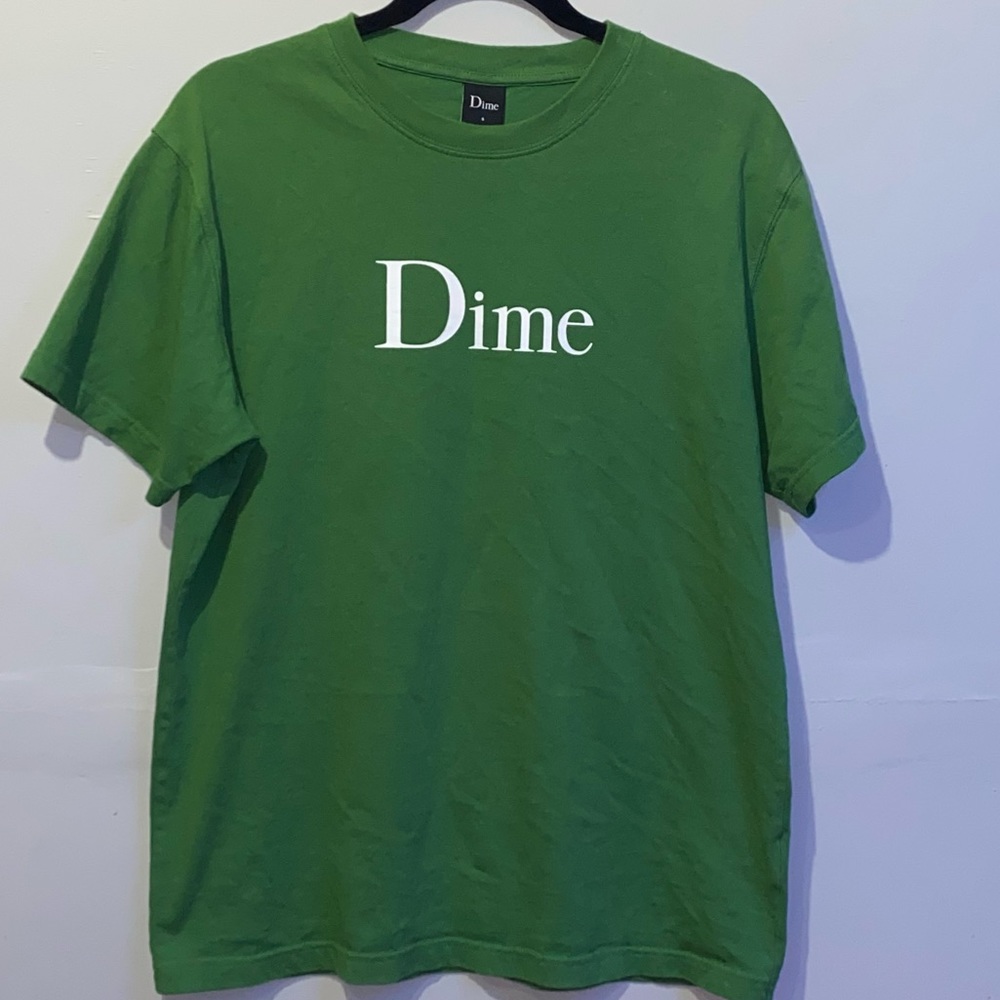 Dime MTL Classic Logo Short Sleeve Shirt - Ivy Green/White - Mens Sz S